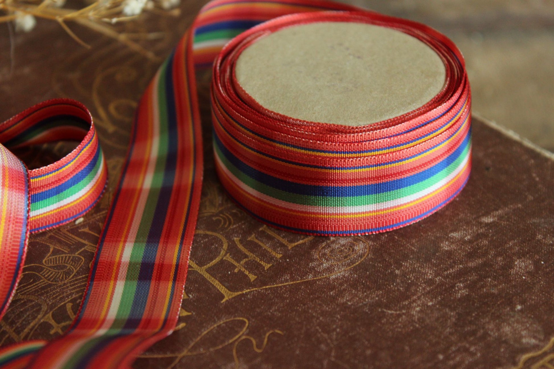 Vintage 1970s Ribbon Trim in Plaid 7/8", 2 Yards