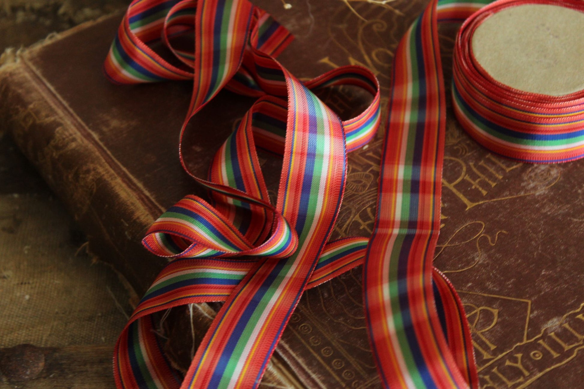 Vintage 1970s Ribbon Trim in Plaid 7/8", 2 Yards