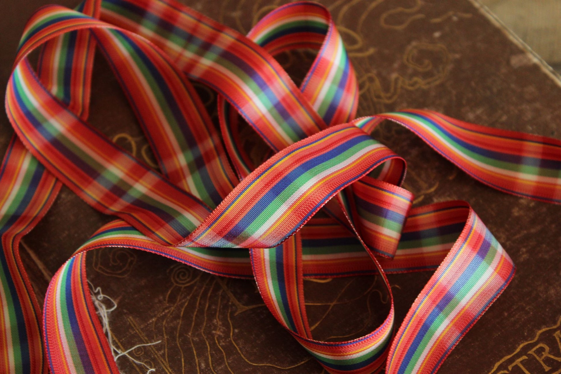 Vintage 1970s Ribbon Trim in Plaid 7/8", 2 Yards