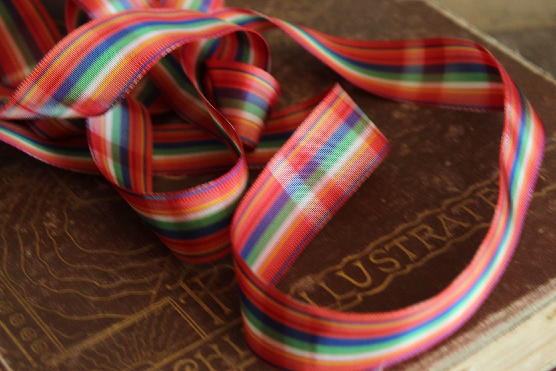 Vintage 1970s Ribbon Trim in Plaid 7/8", 2 Yards