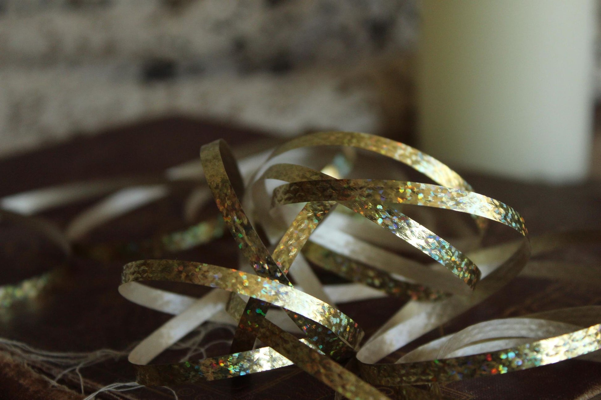 Vintage  Metallic Gold Ribbon 3/16" Wide, 8 yards