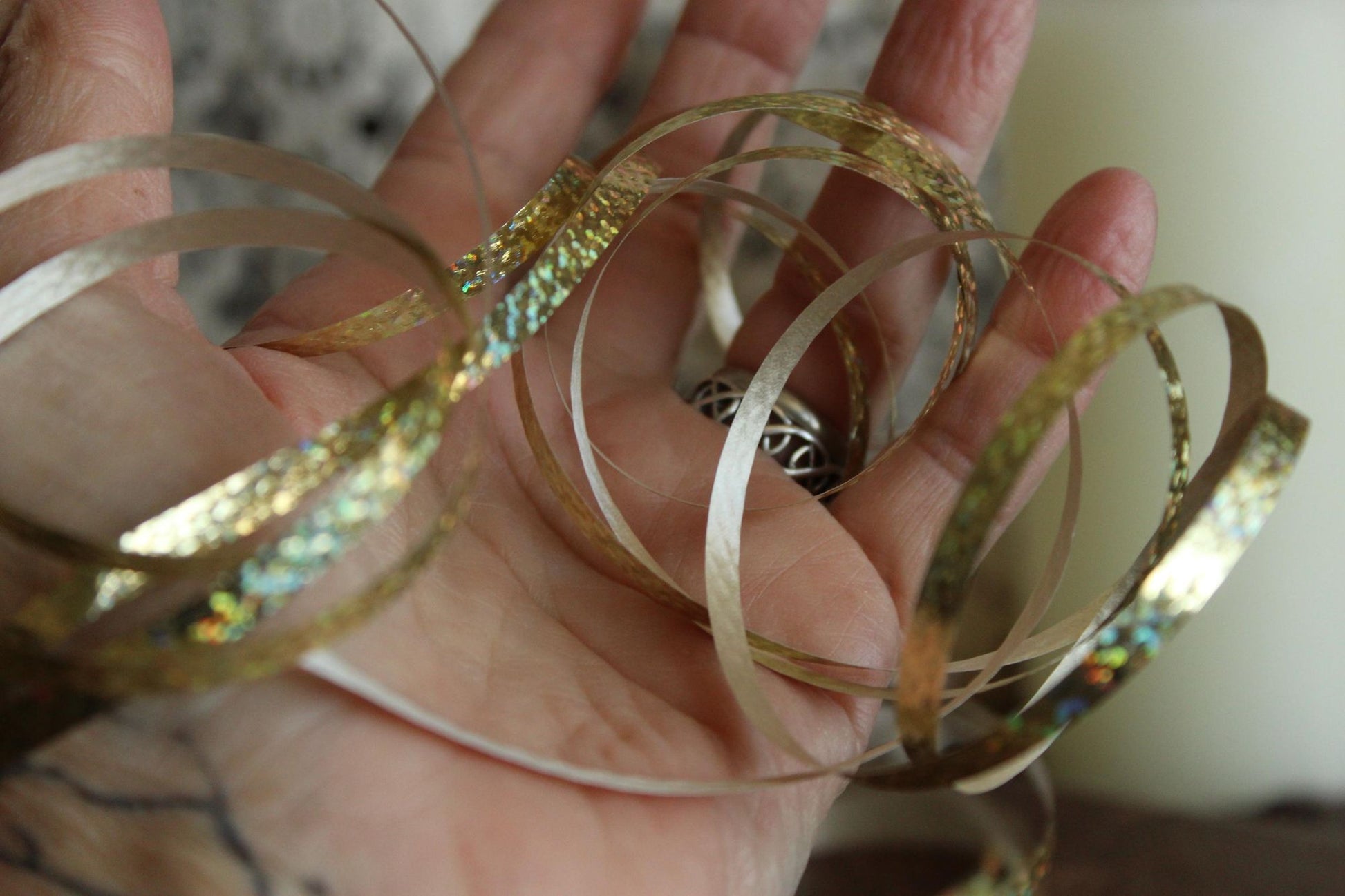 Vintage  Metallic Gold Ribbon 3/16" Wide, 8 yards