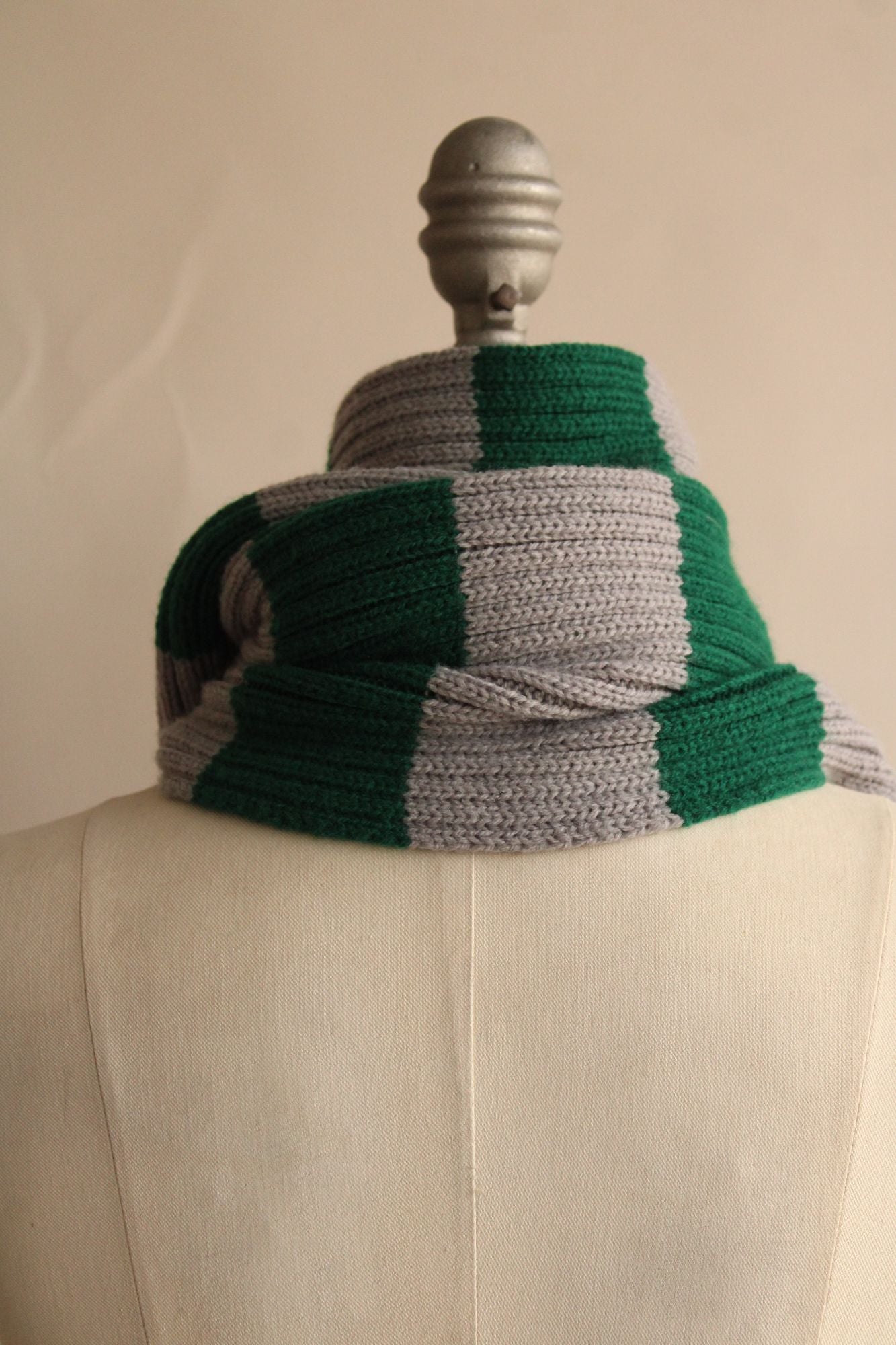Harry Potter Slytherin Scarf, Unisex, Knit, Green and Gray, Hogwarts Houses