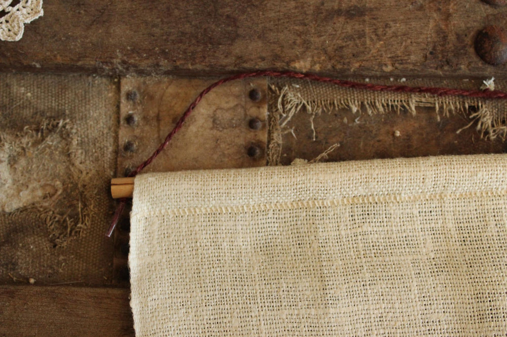 Vintage 1960s Calendar Towel, 1968 Linen Farm Barn Print with Hanging Rod