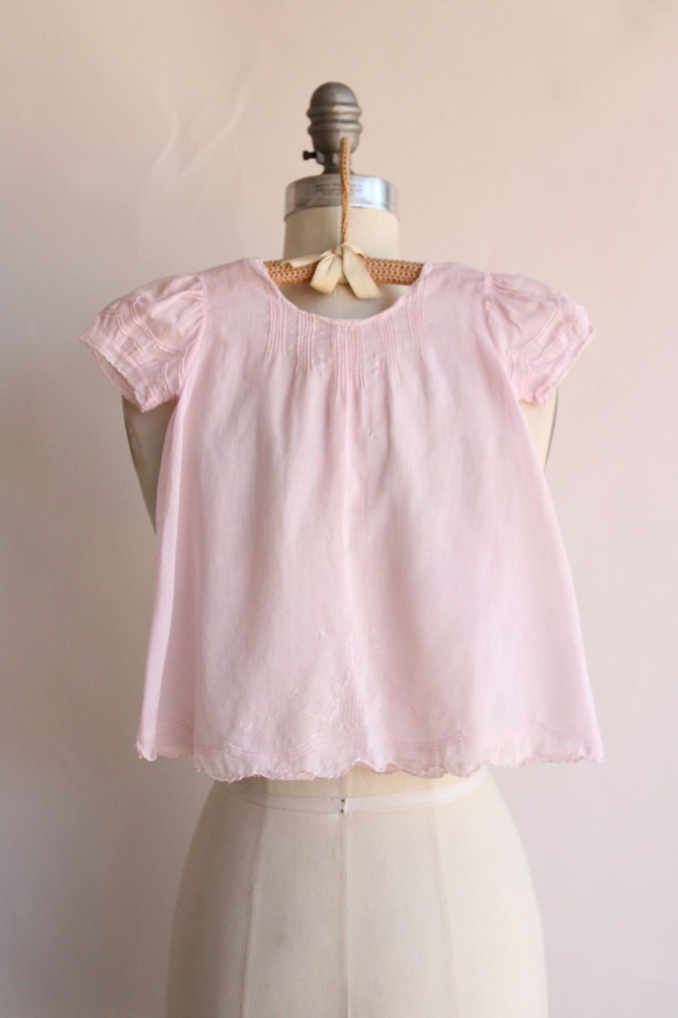 Vintage Handmade Pink Cotton Baby Dress