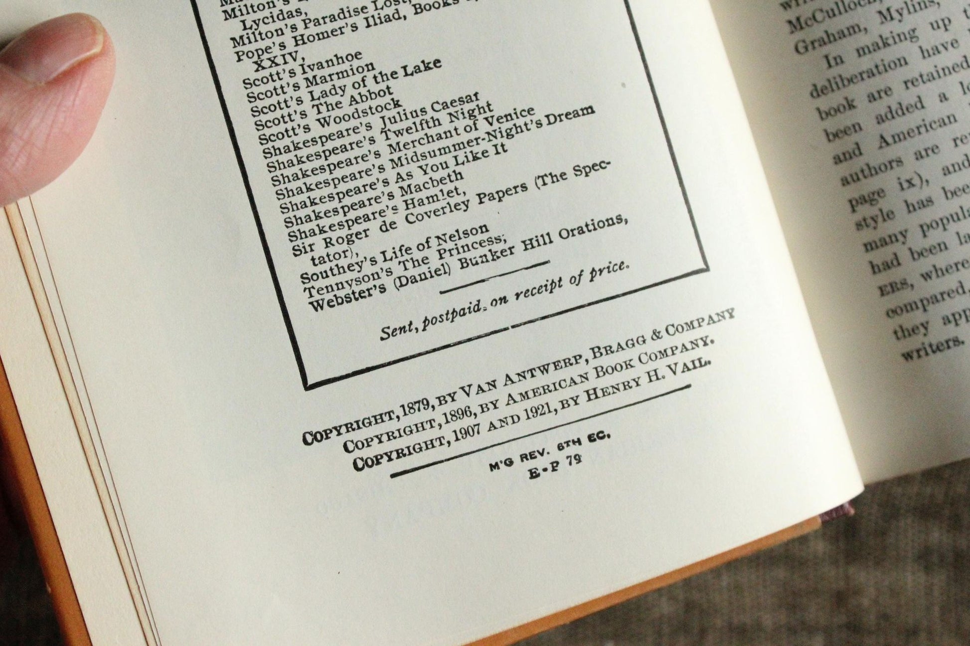 Vintage 1920s Book, "McGuffey's Sixth Eclectic Reader", Revised Edition American Co