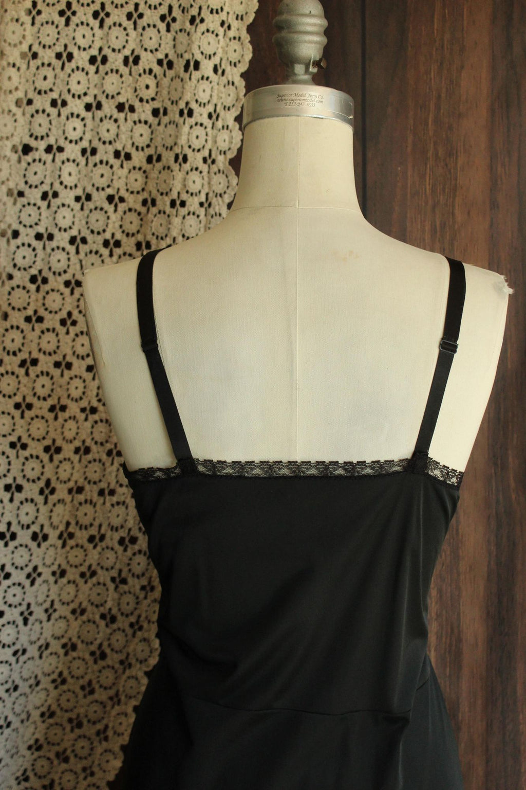 Vintage 1960s Volup Carol Brent Black Lace and Nylon Slip