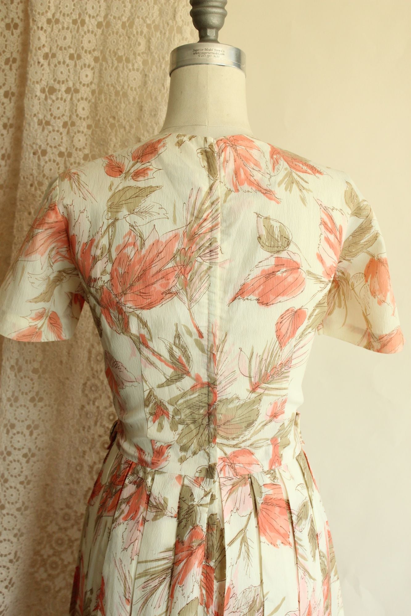 Vintage 1960s Floral Print Dress With Lucite Buttons