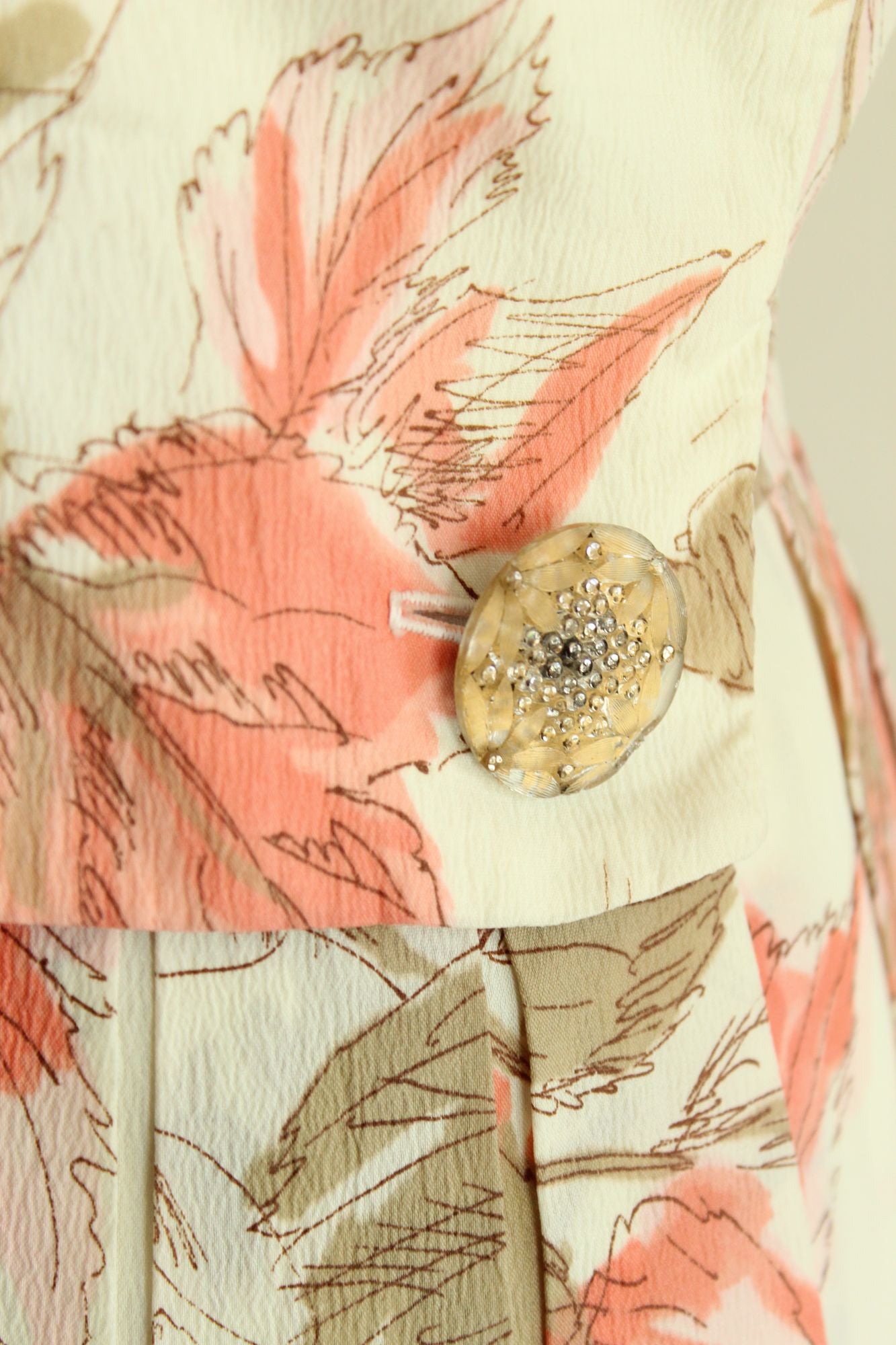 Vintage 1960s Floral Print Dress With Lucite Buttons