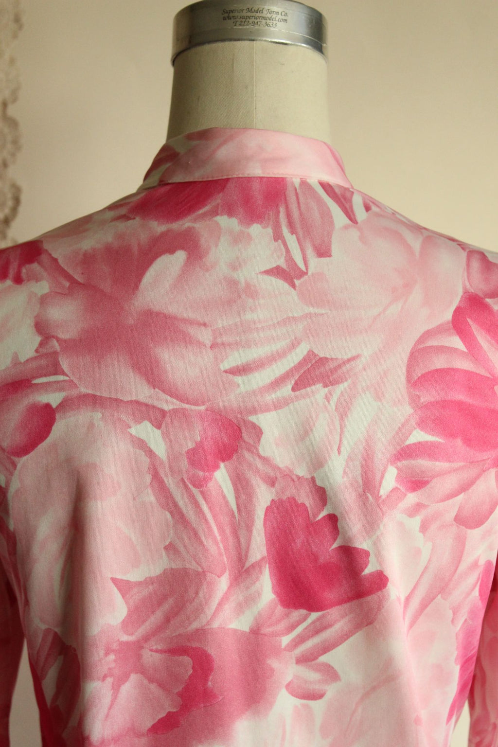 Vintage 1960s Ro-Vel Pink And White Floral Print Top