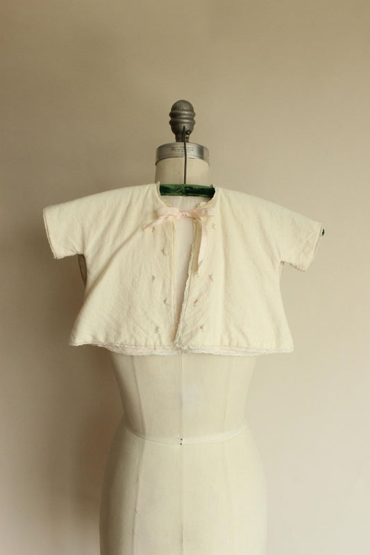 Vintage 1950s Baby Jacket With Floral Embroidery