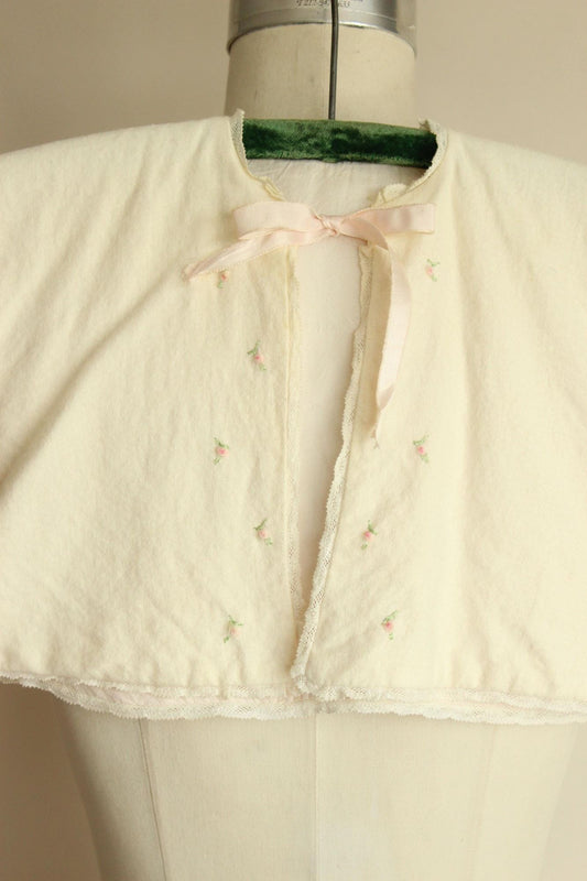 Vintage 1950s Baby Jacket With Floral Embroidery