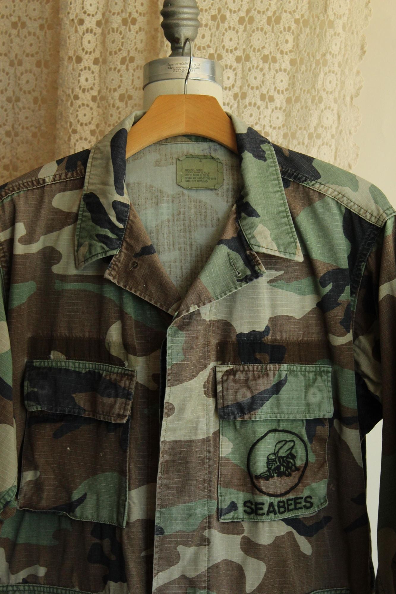 Vintage 1990s US Seabees Camouflage Combat Field Jacket