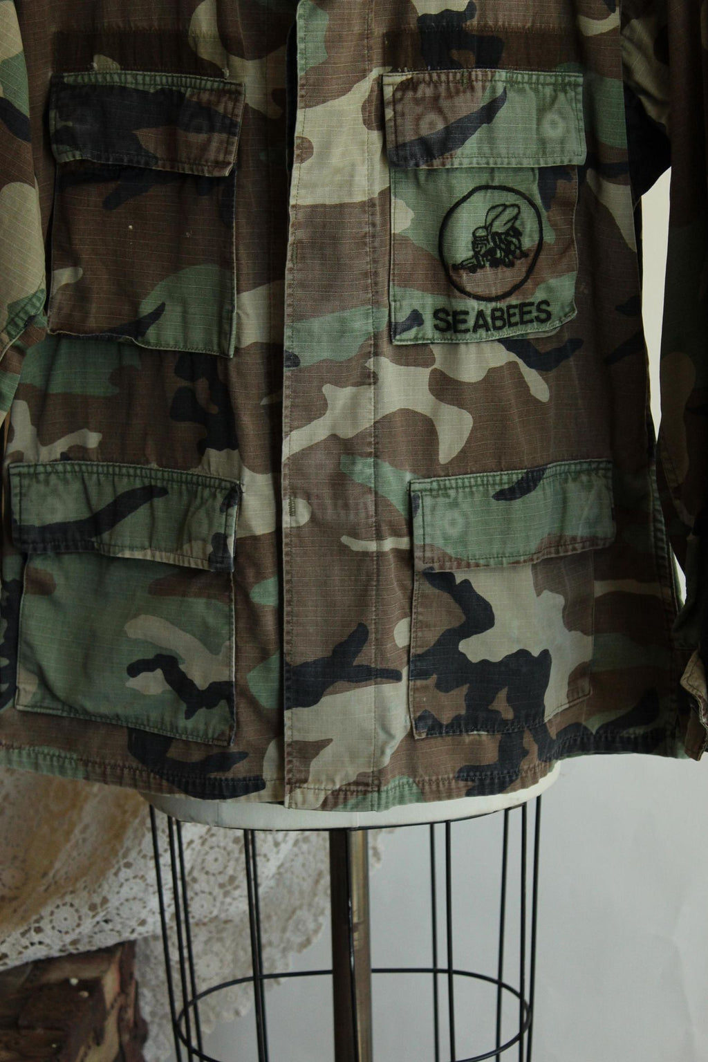 Vintage 1990s US Seabees Camouflage Combat Field Jacket
