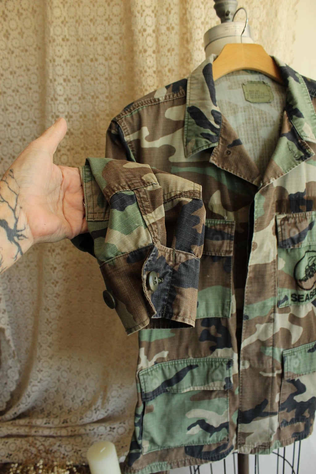 Vintage 1990s US Seabees Camouflage Combat Field Jacket