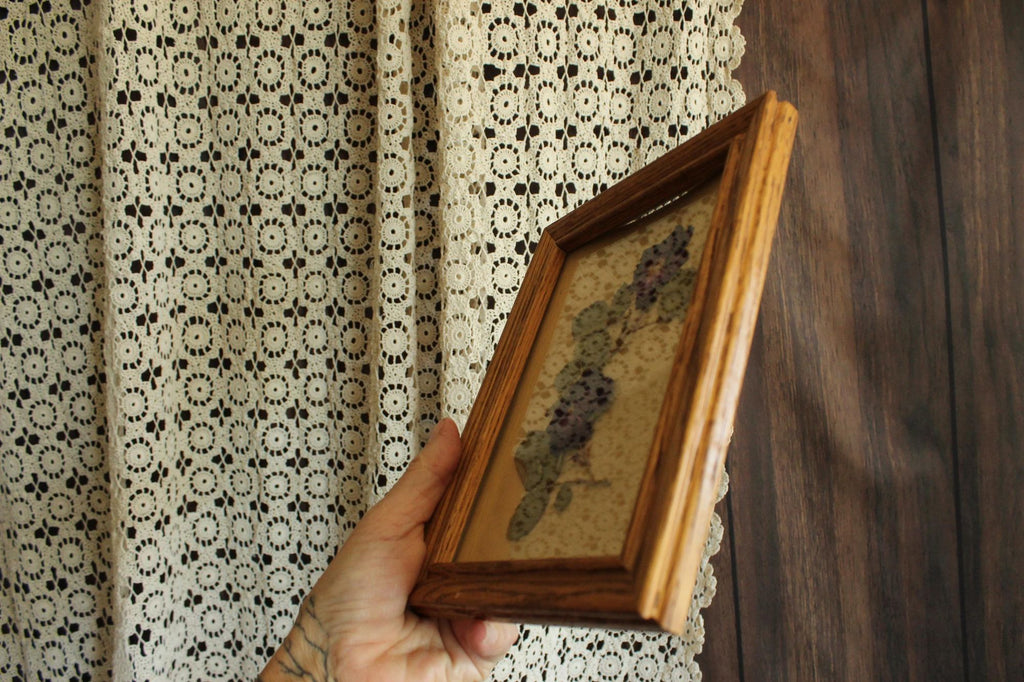 Handmade Pressed Dried Flower Roses in Vintage Wood Frame
