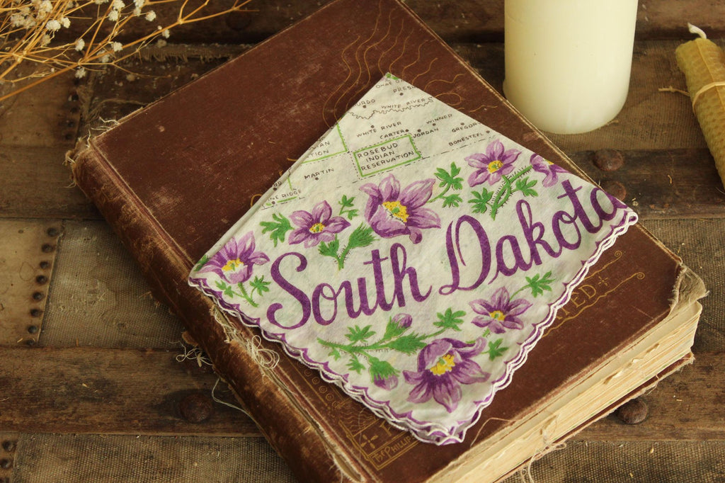 Vintage South Dakota Souvenir Handkerchief