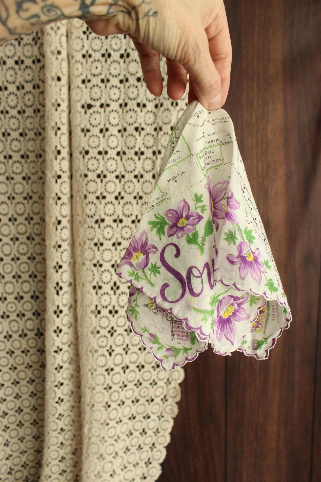 Vintage South Dakota Souvenir Handkerchief