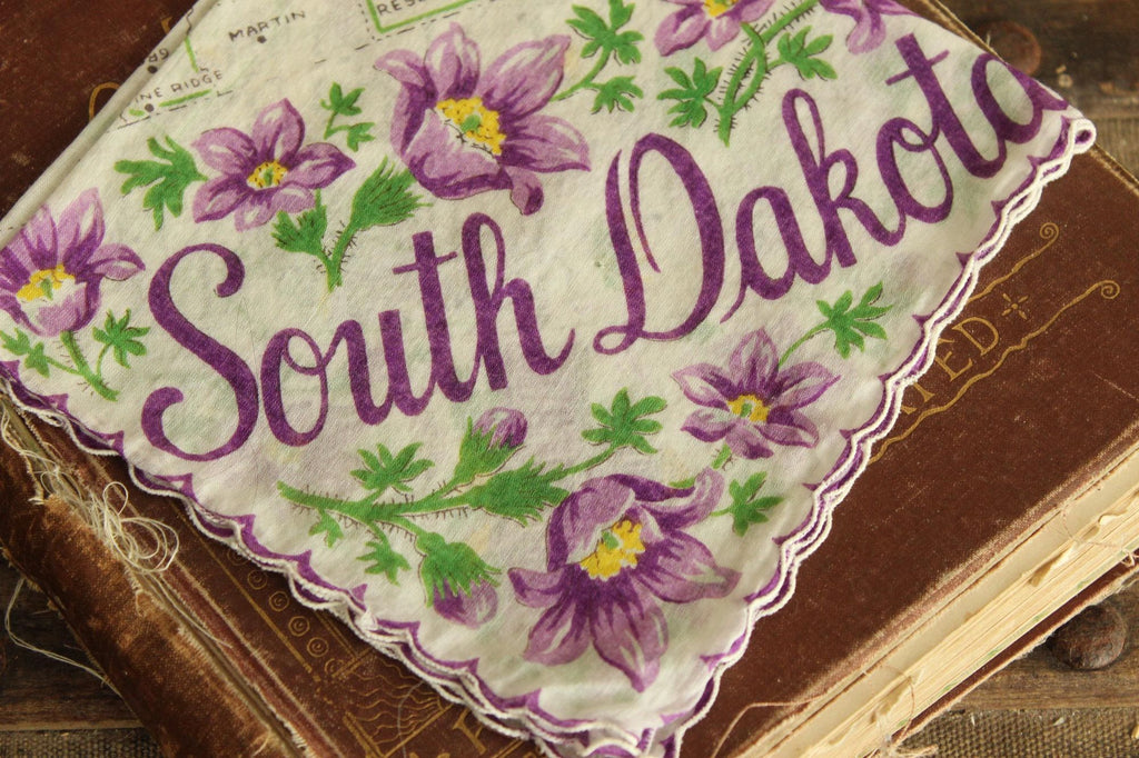 Vintage South Dakota Souvenir Handkerchief