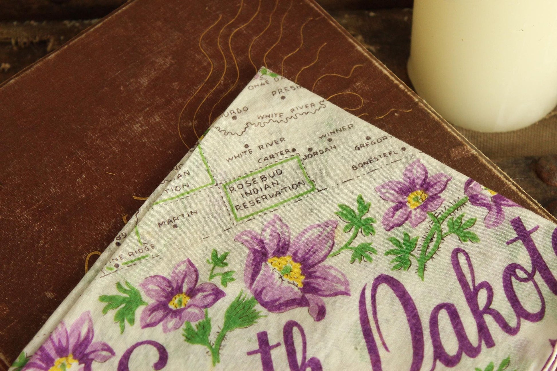 Vintage South Dakota Souvenir Handkerchief
