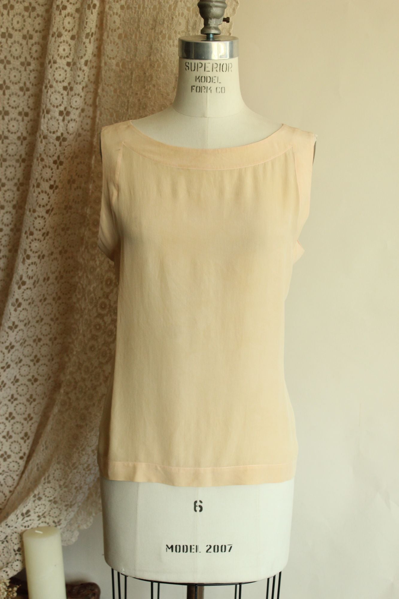 Vintage 1990s Ivory Silk Sleeveless Blouse