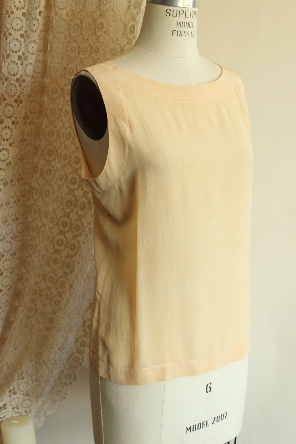 Vintage 1990s Ivory Silk Sleeveless Blouse