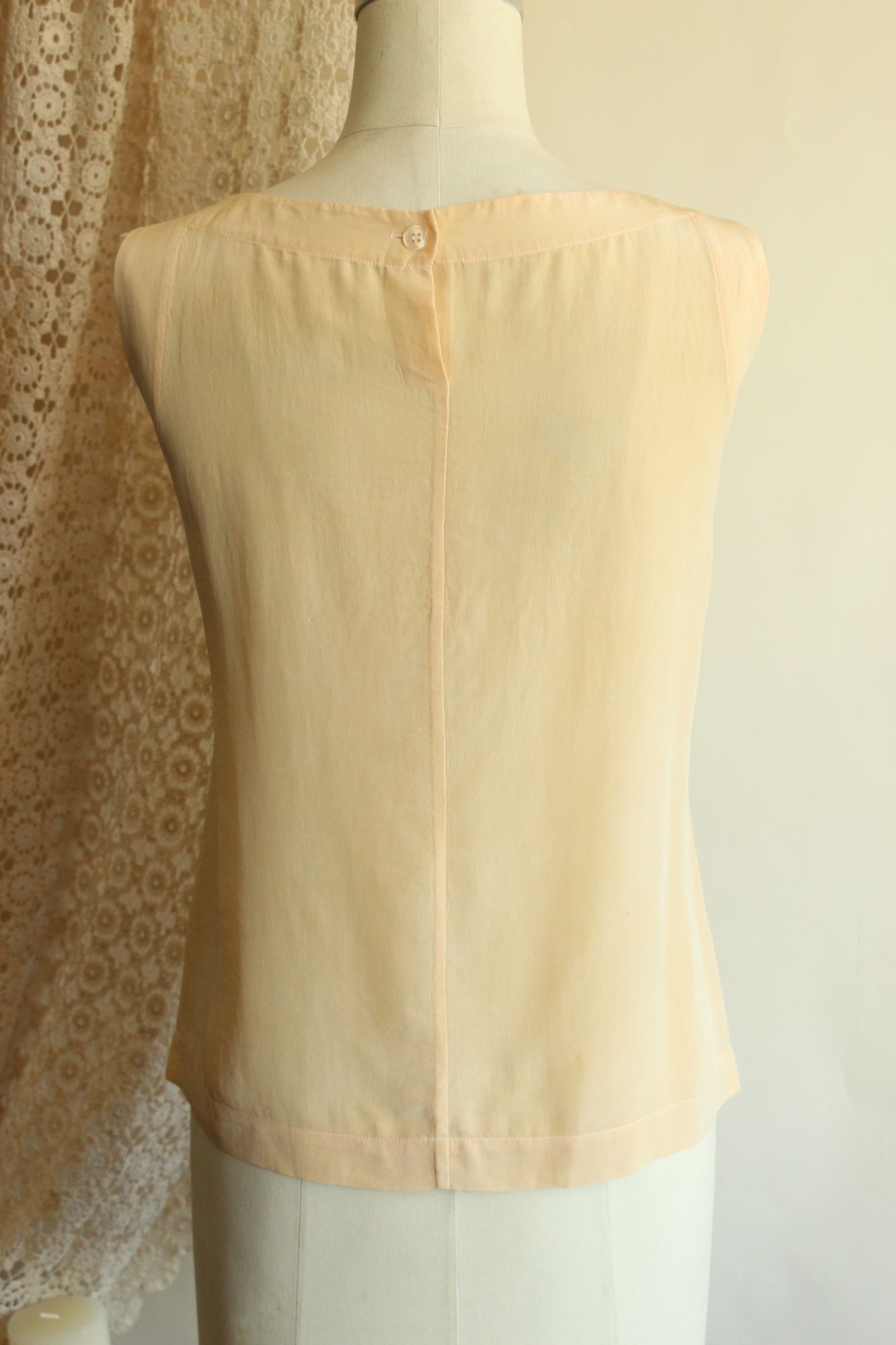 Vintage 1990s Ivory Silk Sleeveless Blouse