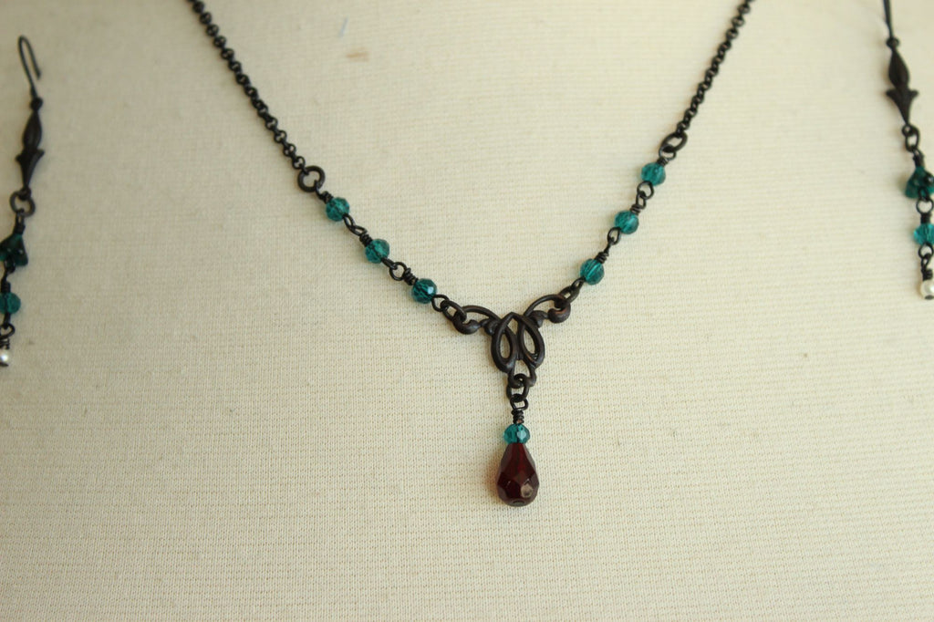 Handcrafted Necklace and Earring Set, Victorian Style