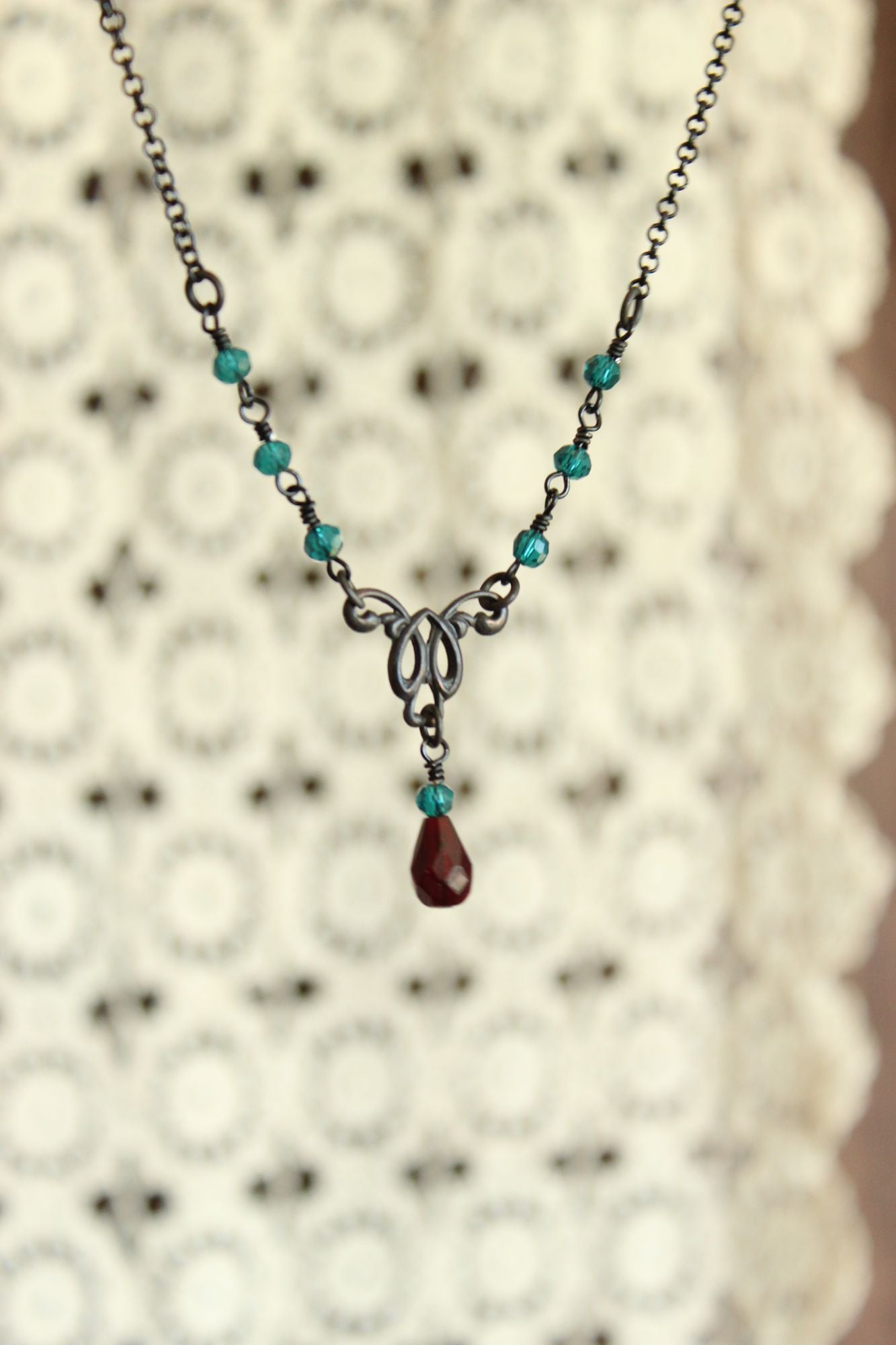 Handcrafted Necklace and Earring Set, Victorian Style