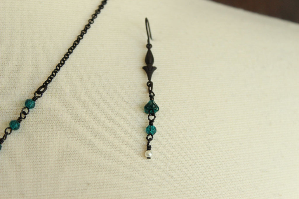 Handcrafted Necklace and Earring Set, Victorian Style