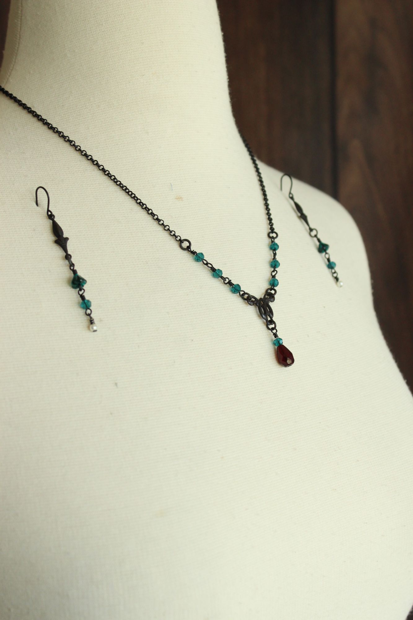 Handcrafted Necklace and Earring Set, Victorian Style