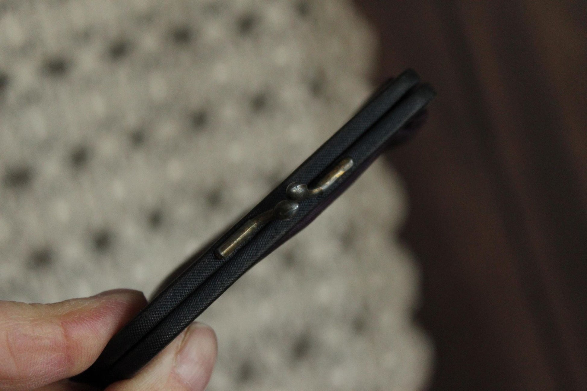 Vintage 1940s Coin Purse, Purple Black Faille Clutch Or Makeup Bag with Kiss Clasp