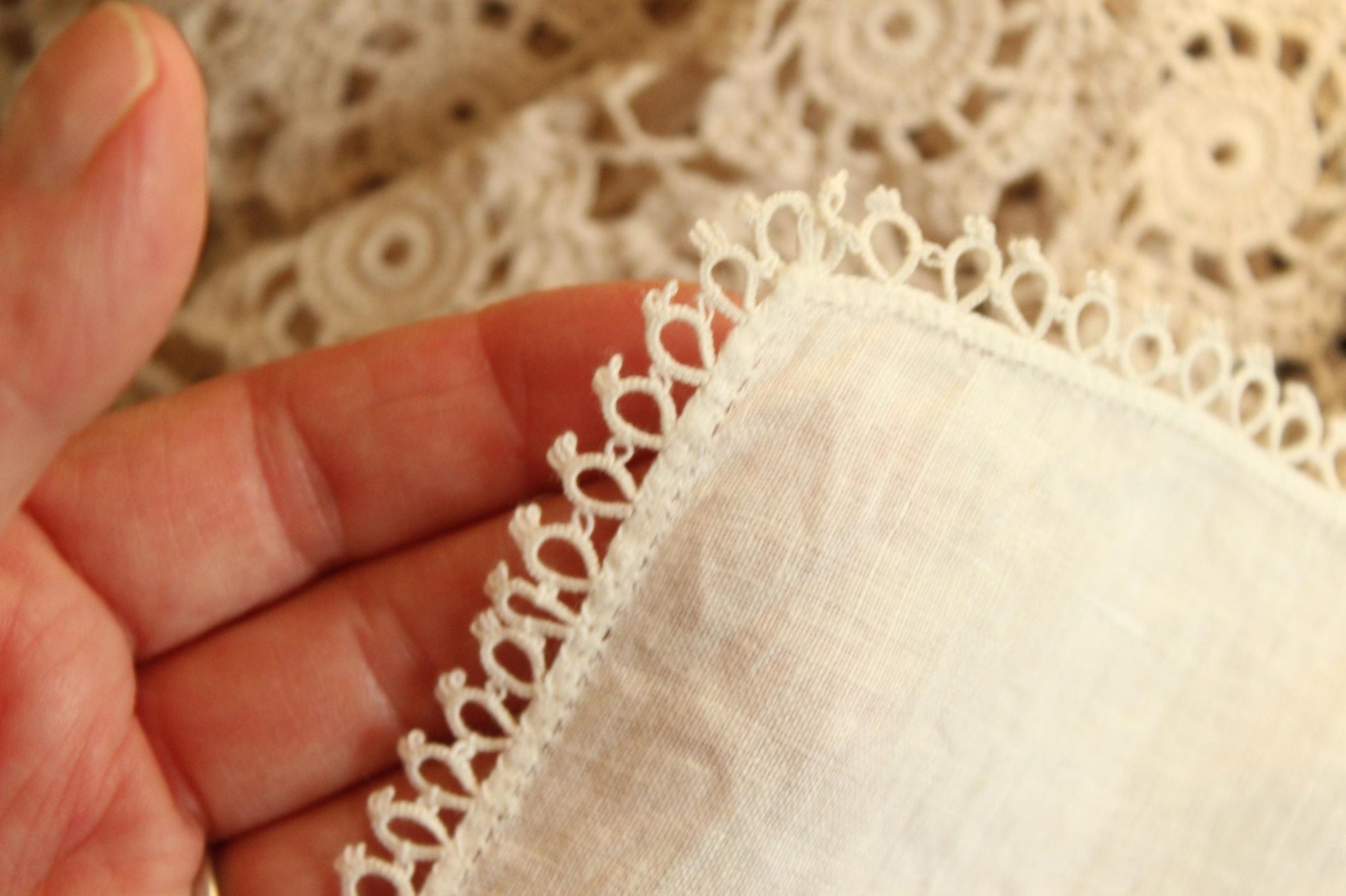 Vintage 1940s Handkerchief Embroidered with Black and Red Flowers