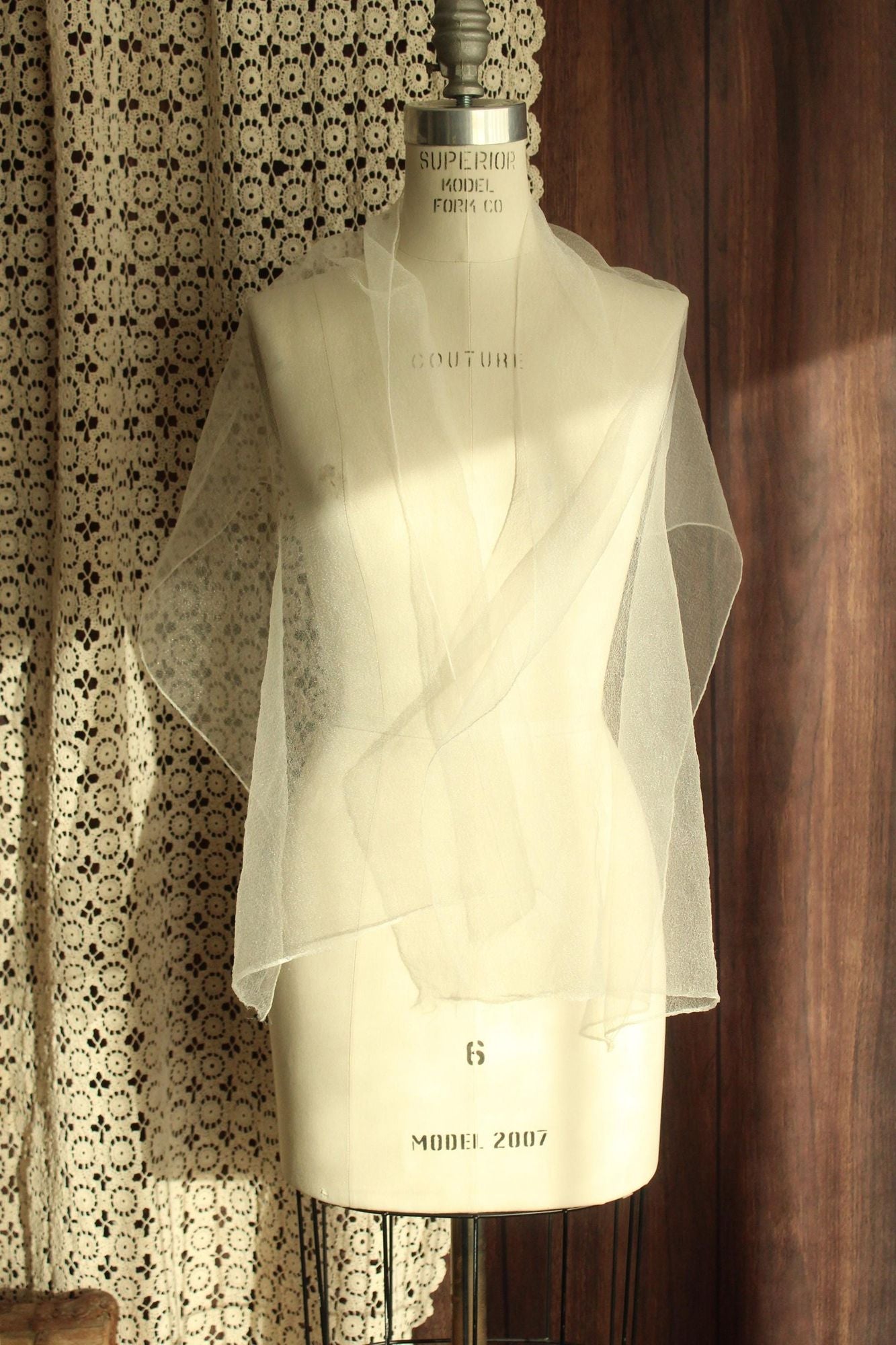 Vintage 1960s Winter White Rectangular Scarf