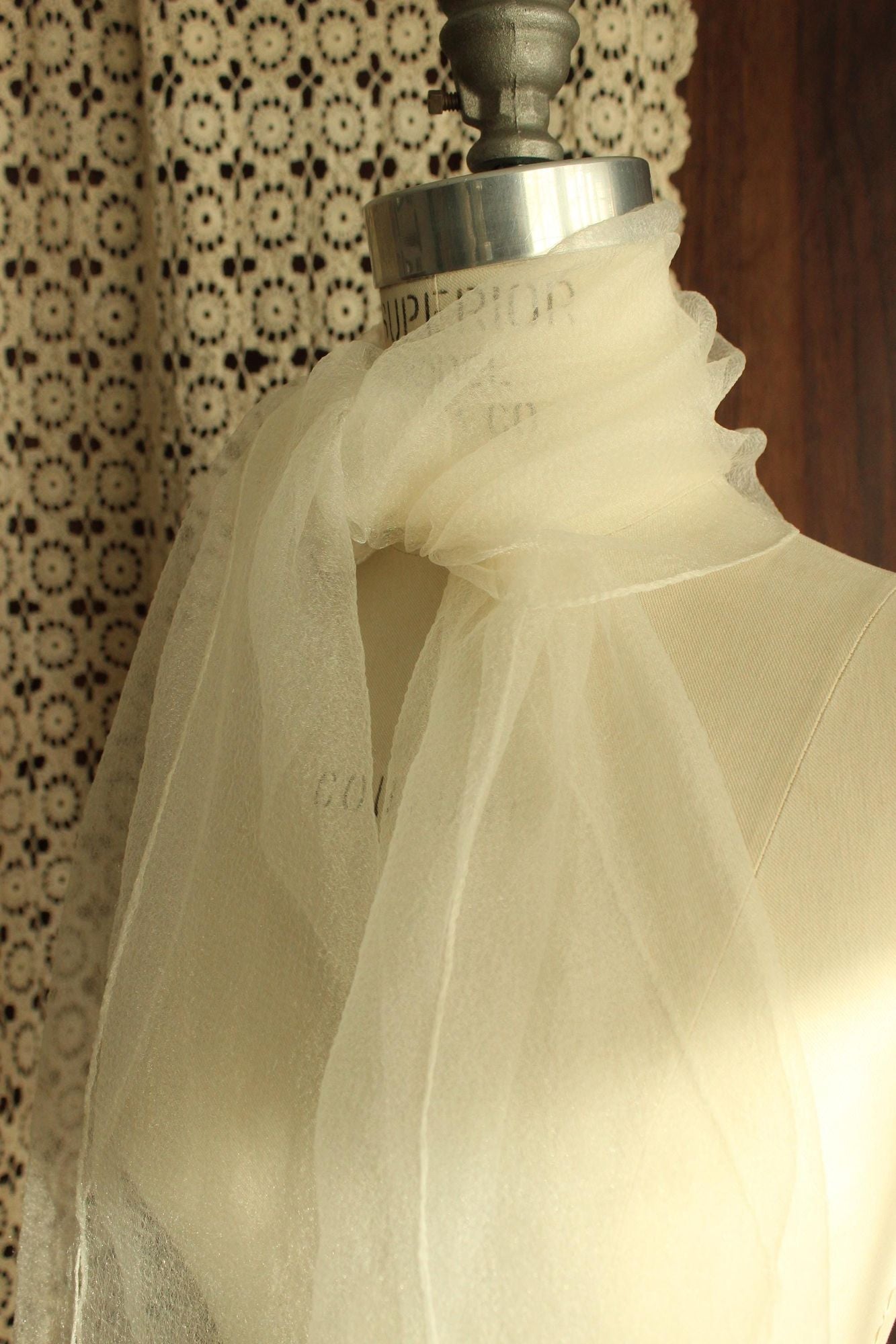 Vintage 1960s Winter White Rectangular Scarf