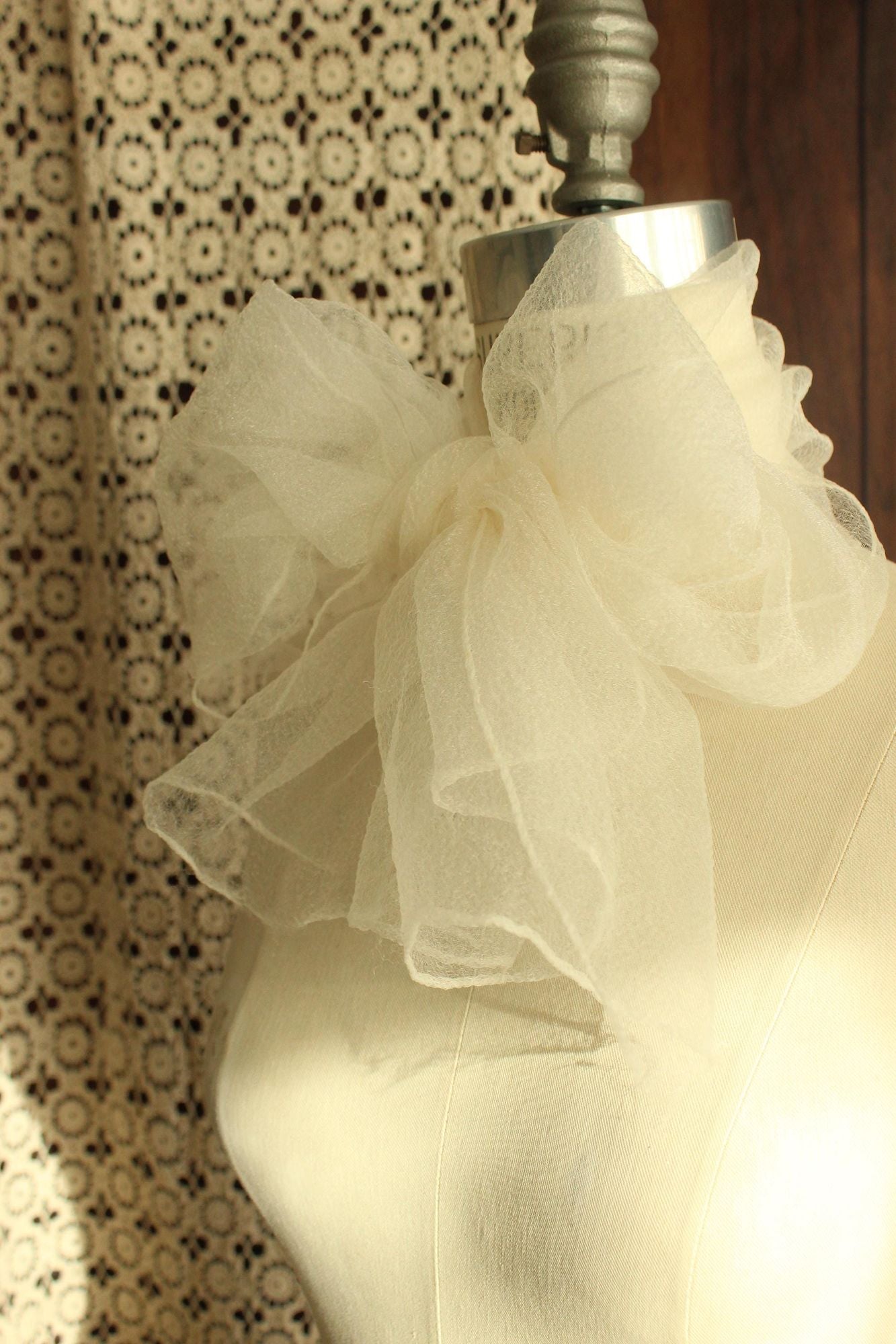 Vintage 1960s Winter White Rectangular Scarf