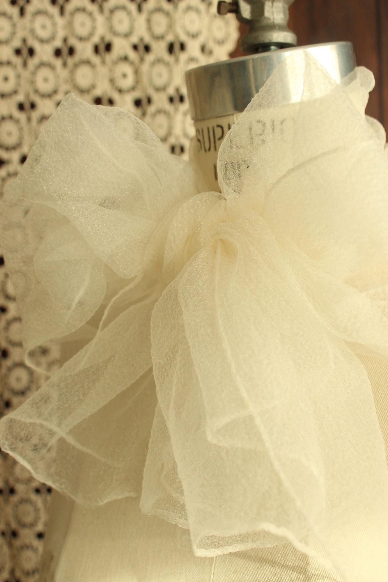 Vintage 1960s Winter White Rectangular Scarf