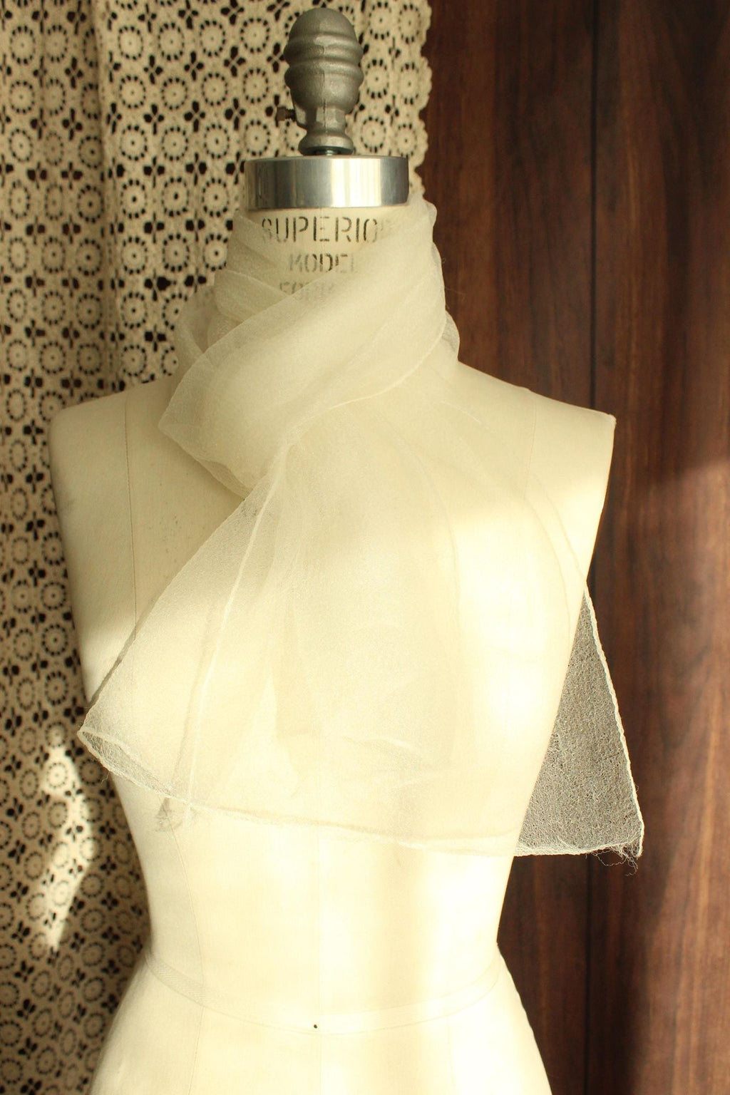 Vintage 1960s Winter White Rectangular Scarf