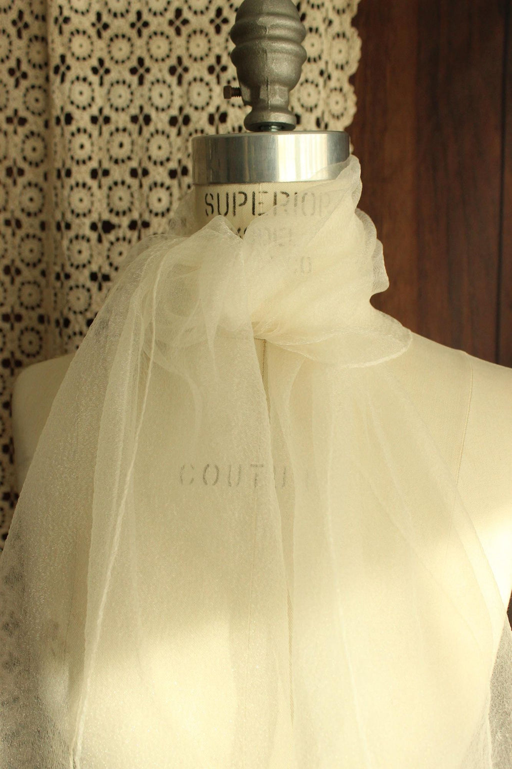 Vintage 1960s Winter White Rectangular Scarf