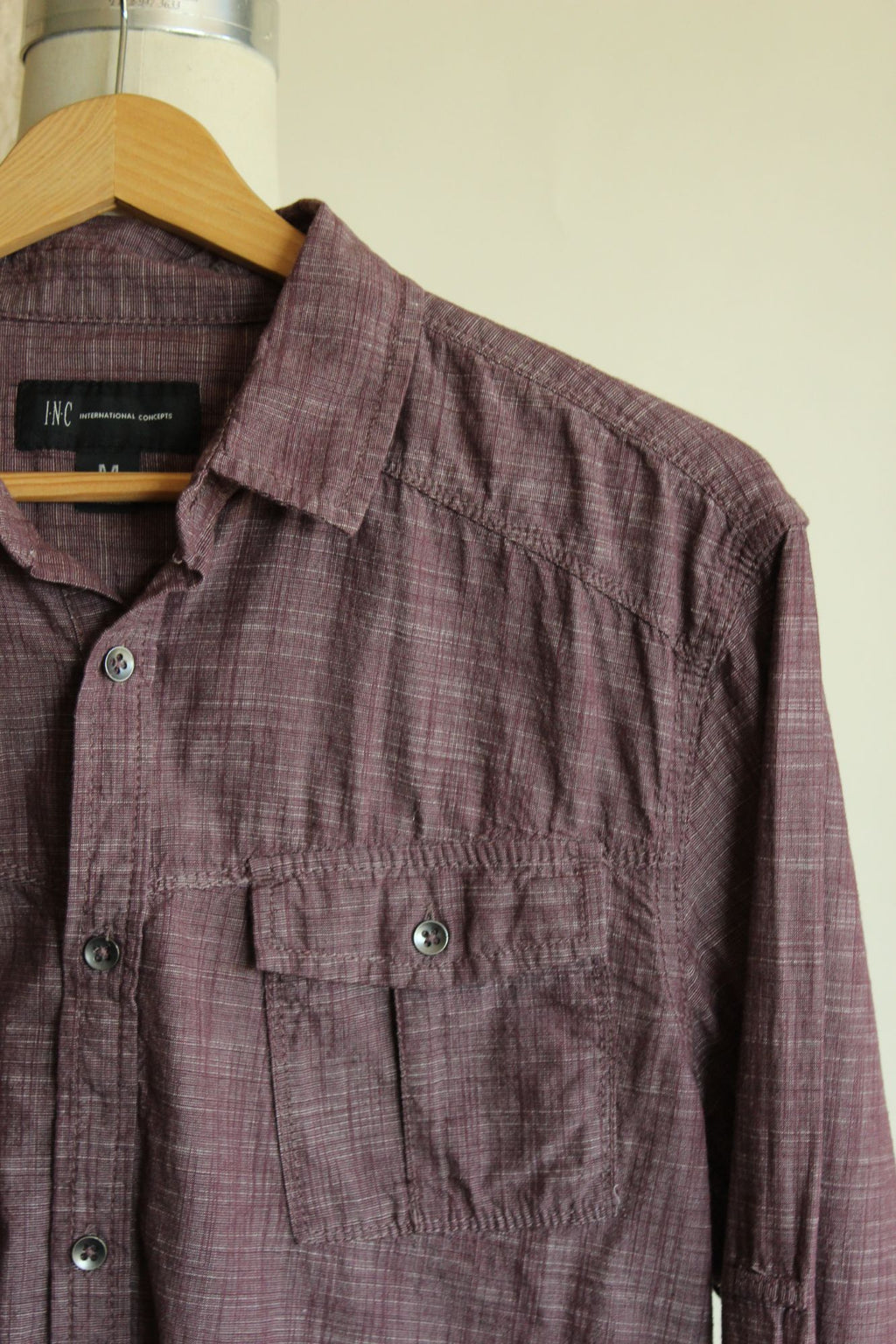 INC Men's Long Sleeve Cotton Button Down Shirt, Size M