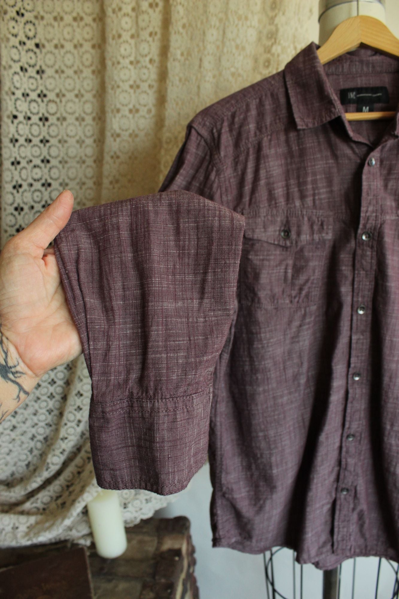 INC Men's Long Sleeve Cotton Button Down Shirt, Size M