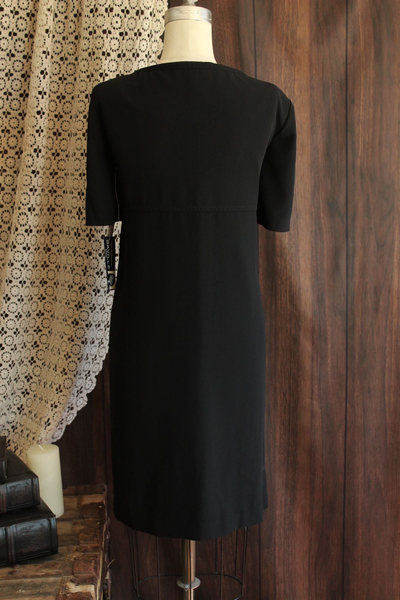 Vintage 1990s New with Tags Rena Rowan for Saville Black Dress