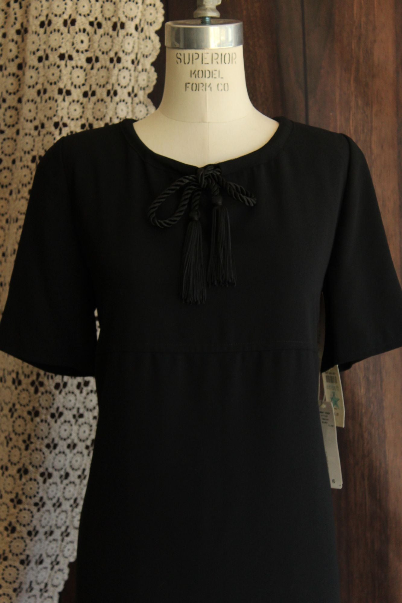 Vintage 1990s New with Tags Rena Rowan for Saville Black Dress