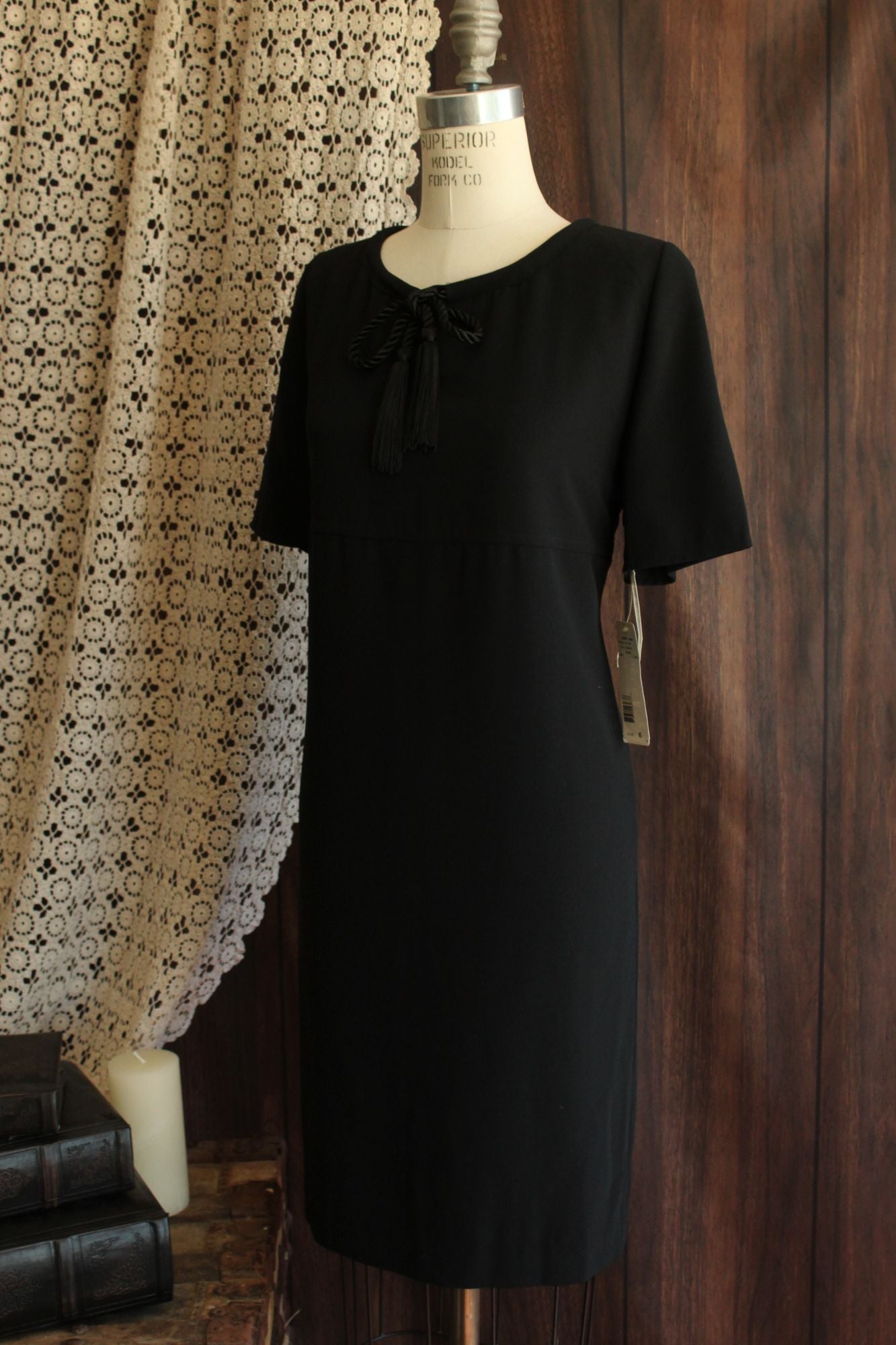 Vintage 1990s New with Tags Rena Rowan for Saville Black Dress