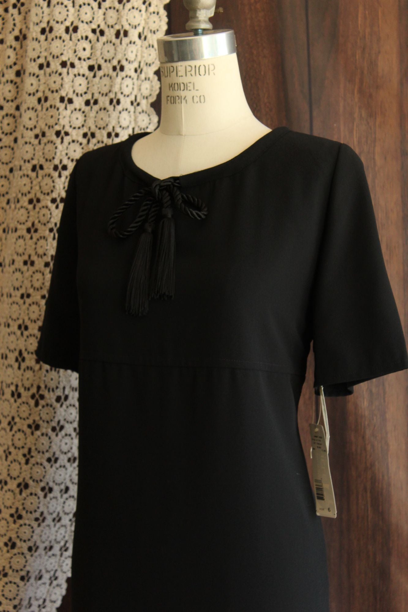 Vintage 1990s New with Tags Rena Rowan for Saville Black Dress