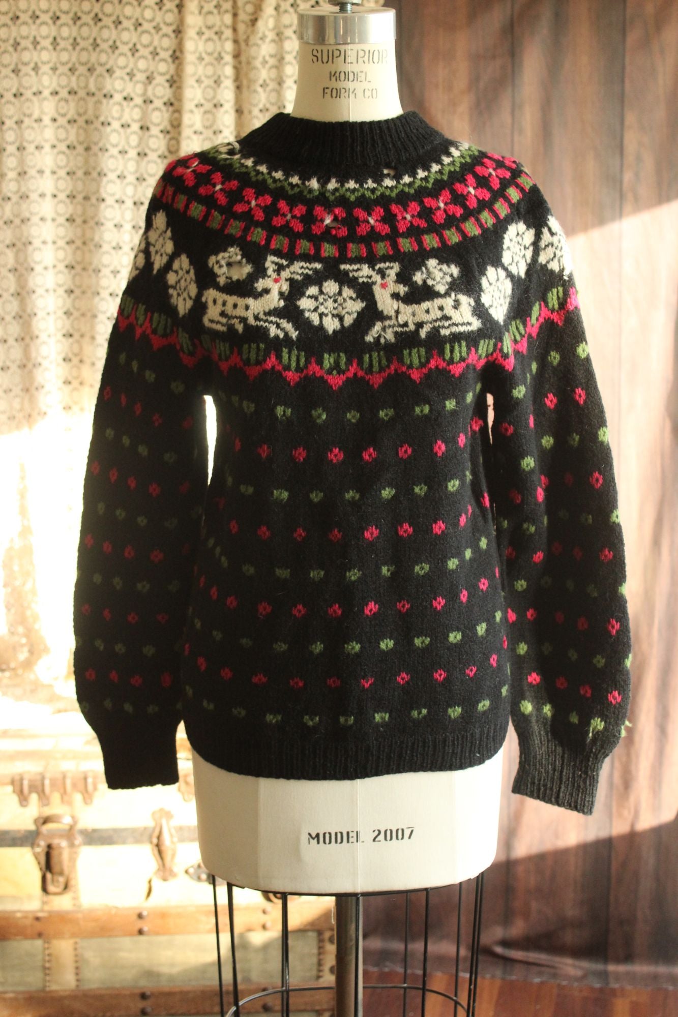 Vintage 1970s Nordic Style Kofler Luzern Sweter with Reindeer