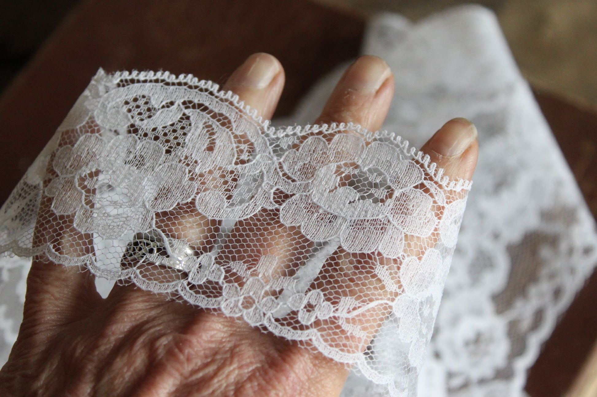 Vintage White Lace Trim, 3 Yards, 2.25" wide, Nylon