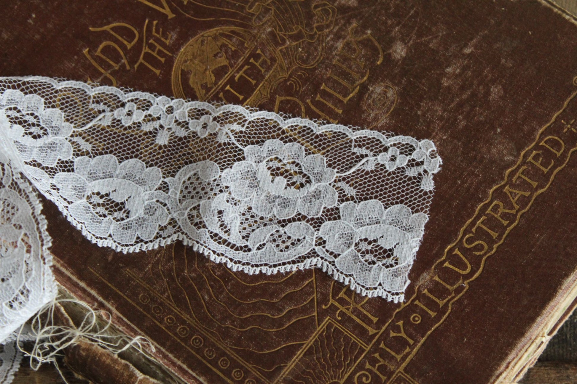 Vintage White Lace Trim, 3 Yards, 2.25" wide, Nylon