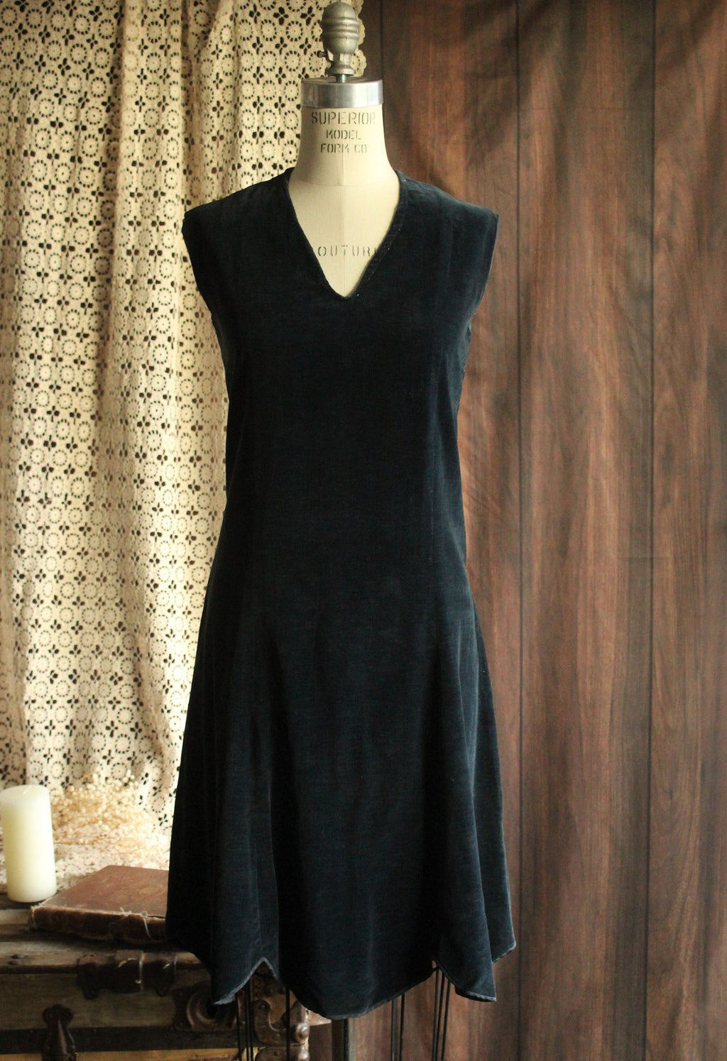 Vintage 1920s Navy Blue Velvet Dress and Bolero Jacket
