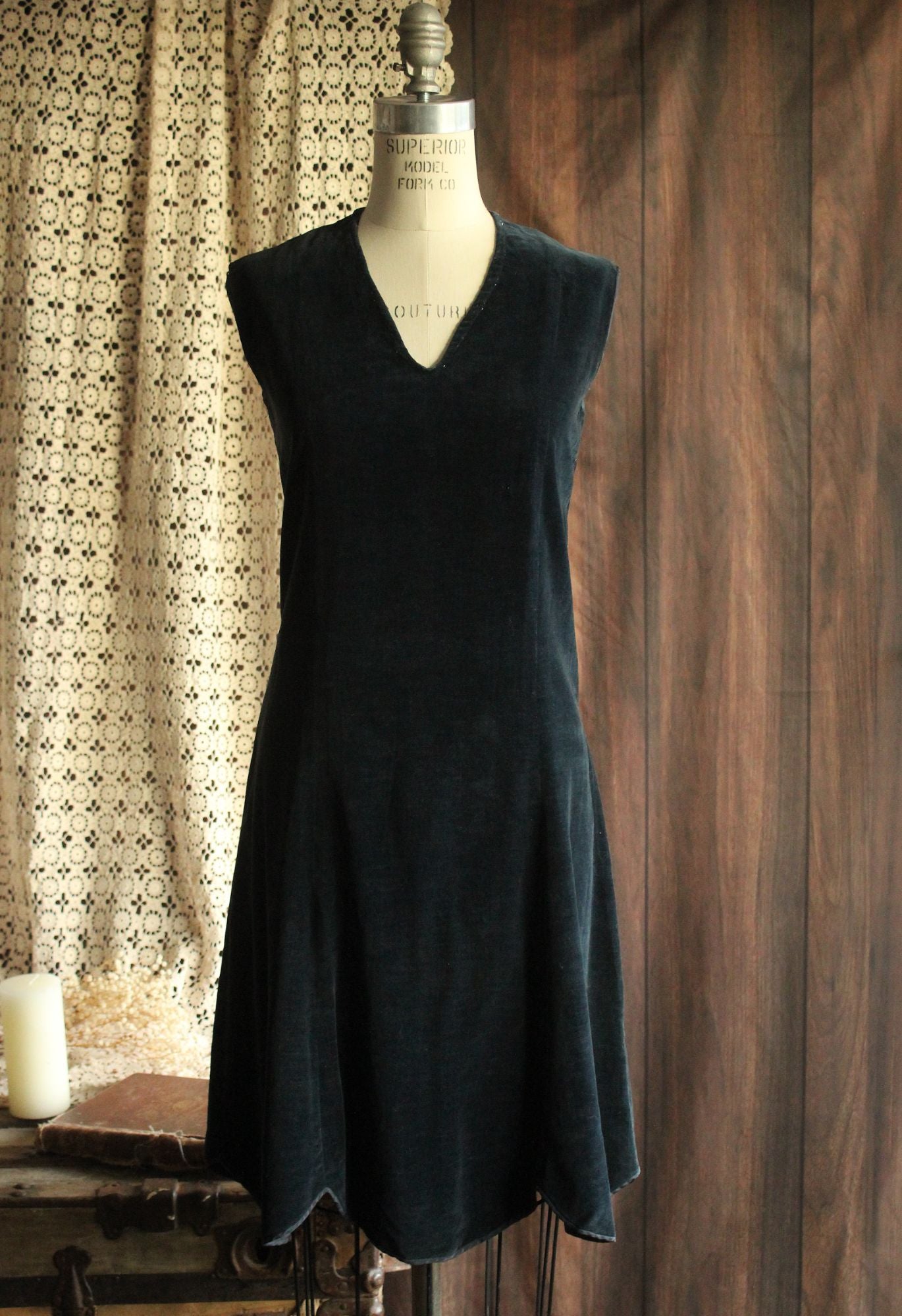 Vintage 1920s Navy Blue Velvet Dress and Bolero Jacket